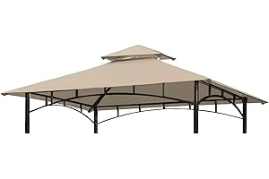 ONTHEWAY 5FT x 8FT Double Tiered Replacement Canopy Grill BBQ Gazebo Roof Top, for Gazebo Model L-GZ238PST-11 Only