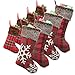 WUJOMZ Set of 4 Plaid Christmas Stockings, 18 Inches Burlap with Large Plaid Snowflake and Plush Faux Fur Cuff Stockings, for Xmas Home Decor, Christmas Decorations