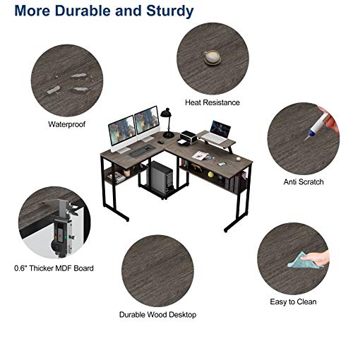 Ruitta Reversible Computer Corner Desk 58" L Shaped Desk, Corner Gaming
