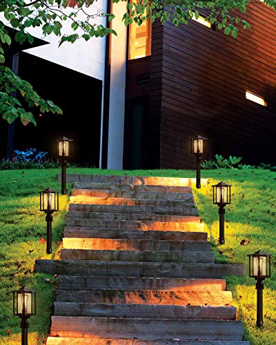 JAZAVA Outdoor Post Light Fixture One-Light, Exterior Post Lantern LED Street Light for Patio with 3-Inch Pier Mount Base, Black Finish with Ribbed Glass - Thumbnail 4