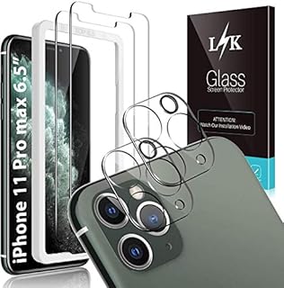 L K [2 Pack] iPhone 11 Pro Max Camera Lens Screen Protector + [2 Pack] Tempered-Glass Screen Protector Film Anti-Scratch,Anti-Fingerprint for iPhone 11 Pro Max, 6.5-inch