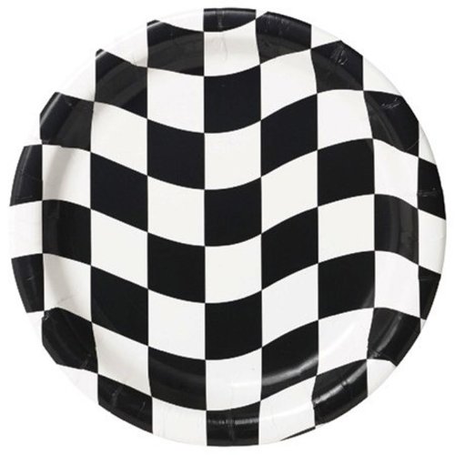 Creative Converting C032-AL0102-UAL  8 Count Round Dessert Plates, Black and White Check