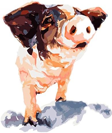 Diy Oil Painting Kids' Paint By Number Kits Wall Art -Cute Animal Pig 16x20inch