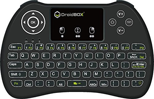 DroidBOX i9 Wireless 2.4Ghz Backlight i8 Mini-Keyboard Rechargeable with Mini Gestures Touchpad for Android TV BOX, T8, TX2, TX3, Raspberry Pi, Minix, Fire TV, NVIDIA Shield