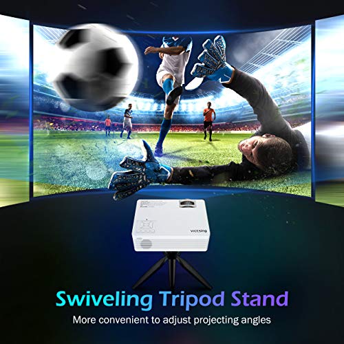 VicTsing Mini Projector with Tripod, 3500 Lux (50% Brighter) Wireless Projector, 1080P Supported Video Projector, HiFi Sound, Compatible with TV Stick, Laptop