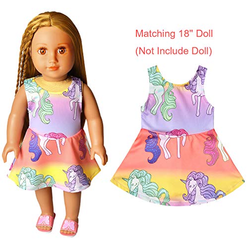 Unicorn Dresses Matching Doll & Girls Summer Birthday Gift 18 inch Doll Clothes Pricepulse