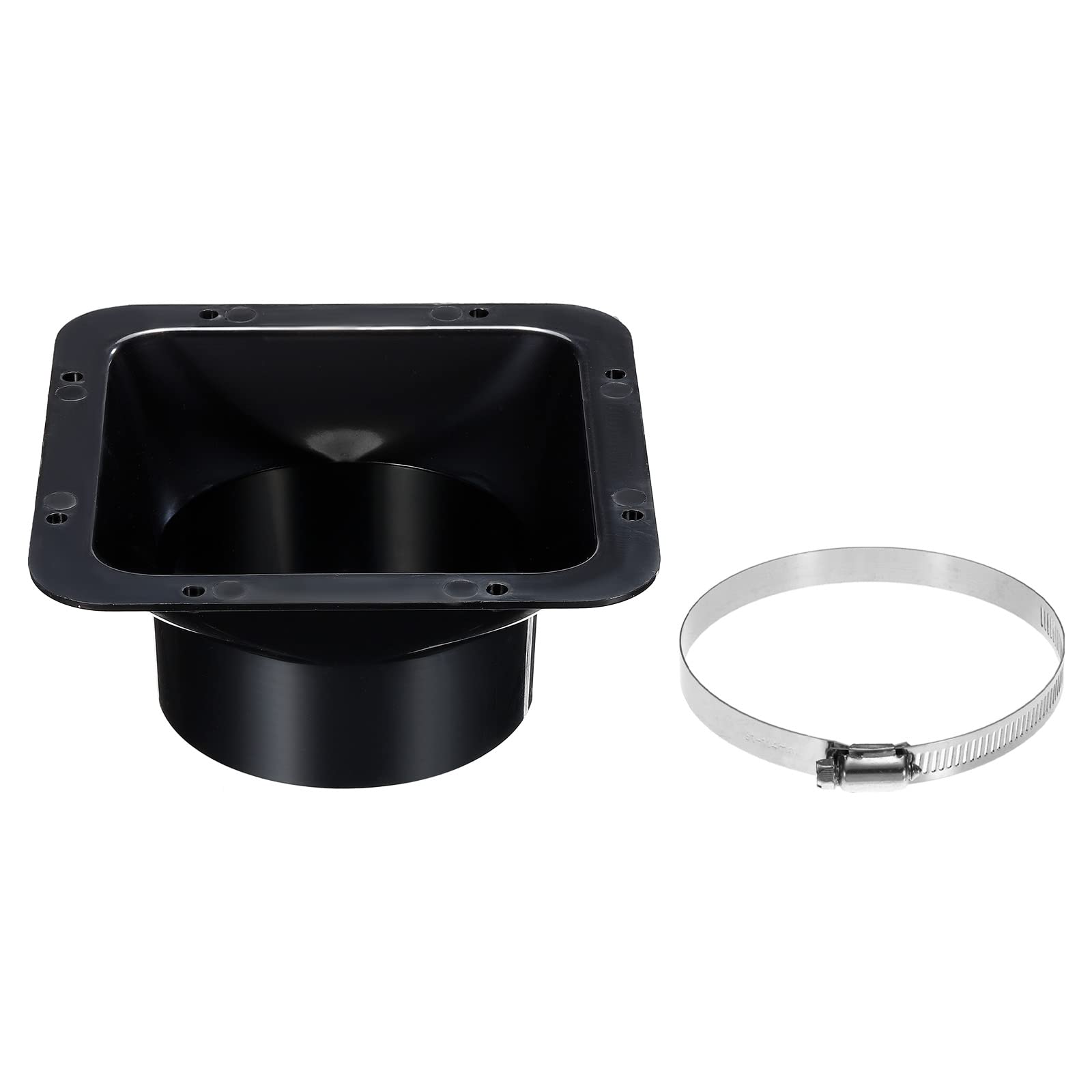 PATIKIL 4 Inch Duct Connector Flange with Hose Clamp, Exhaust Hose Flange ABS Square Air Duct for Heating Cooling Ventilation System