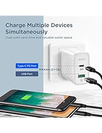 ESR USB C Cargador, 36W Dual Port Power Delivery y Quick Charge 3.0 Wall Charger para iPhone Xs   XS Max   XR   X   8 8 Plus, Samsung S10   S10 +   S10e   S9   S9   S8 Plus   S8, iPad Pro 12.9   10.5, iPad Mini, iPad Air 10.5