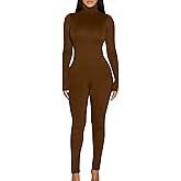 BORIFLORS Long Sleeve Jumpsuit for Women Sexy Turtleneck One Piece Bodycon Rompers Clubwear