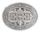 M53 - Toneka Western Cowboy Decorative Pattern Oval Belt Buckle Gun Metal