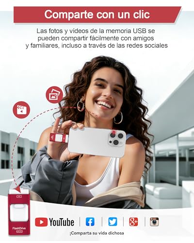 ZARMST USB Flash Drive 256GB for Phone and Android, 4 in 1 USB 3.0 with Iightning/USB-C/Micro USB/USB-A, External Memory for Mobile, Photo and Video Storage, Red