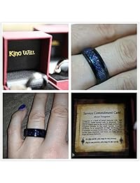 King Will Dragon - Anillo de boda de carburo de tungsteno para hombre, 0.315 in, fibra de carbono, color azul y negro
