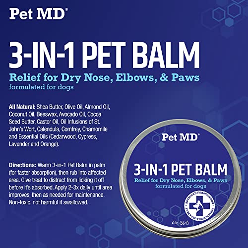 Pet MD Dog Paw Balm 3in1 Paw, Nose/Snout, & Elbow Moisturizer & Paw