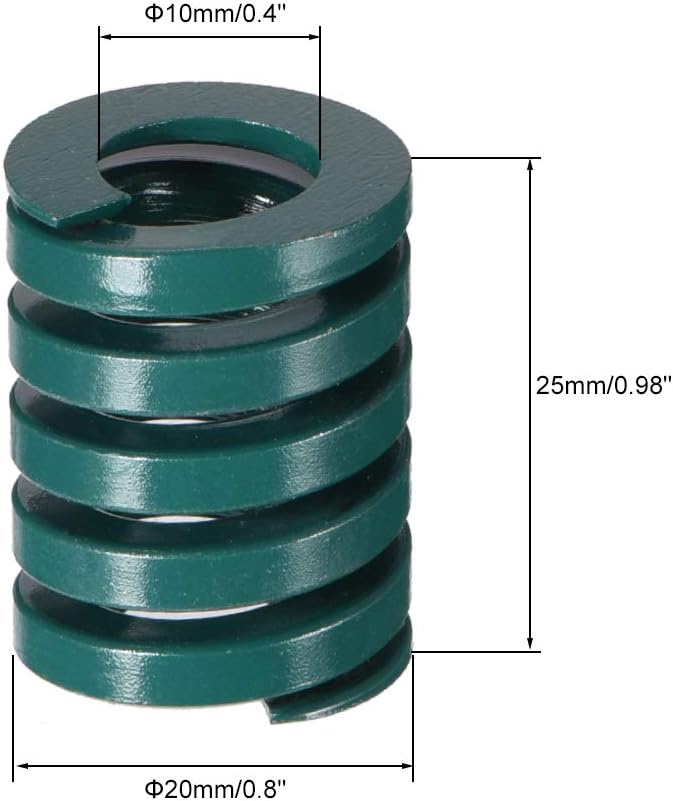 sourcing map 20mm OD 25mm Long Spiral Stamping Heavy Load Compression Die Spring Green 1Pcs, 20 x 25mm - Image 3