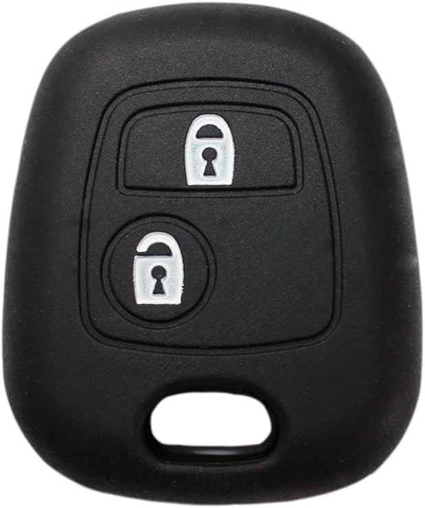 YLC Silicone Car Key Protection Case/Car Key Cover/Fob Holder/Cover Skin Jacket for Peugeot & Citroen 2 Buttons Remote Car Key(Black)