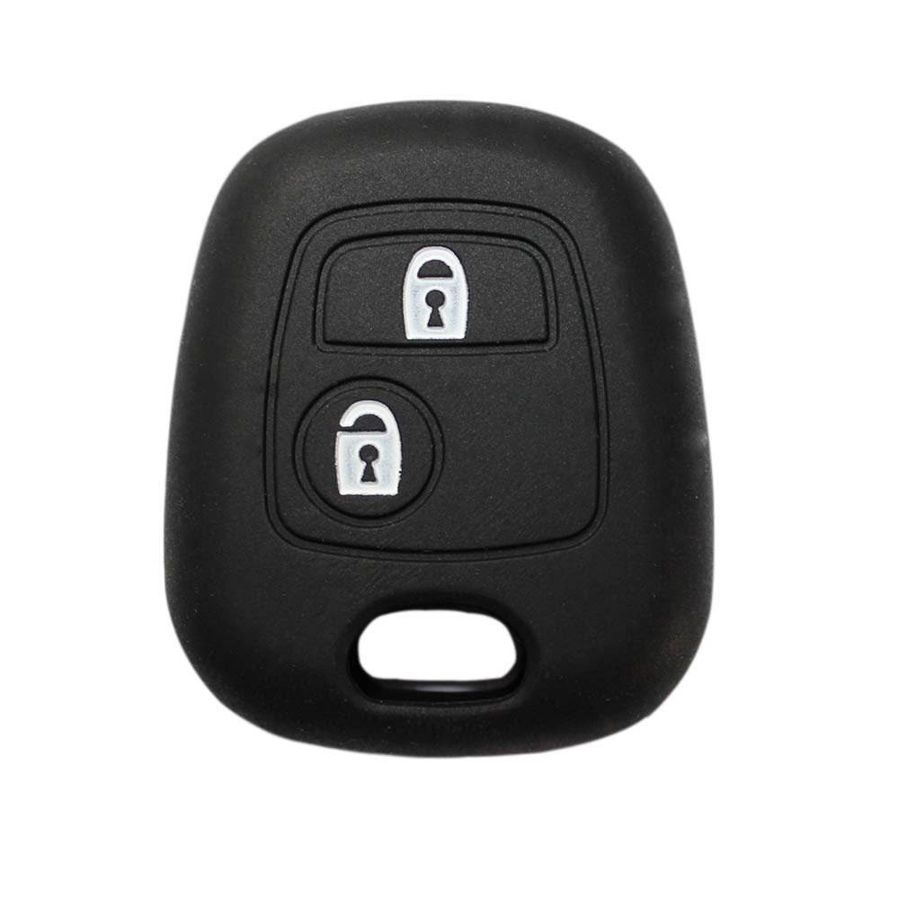 YLC Silicone Car Key Protection Case/Car Key Cover/Fob Holder/Cover Skin Jacket for Peugeot & Citroen 2 Buttons Remote Car Key(Black)