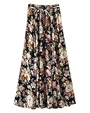 Ouye Women's Summer Pleated Chiffon Maxi Skirt