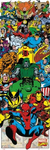 Marvel Superheroes - Comic Door Poster (Heroes &amp; Villains) (Size: 21" x 62")