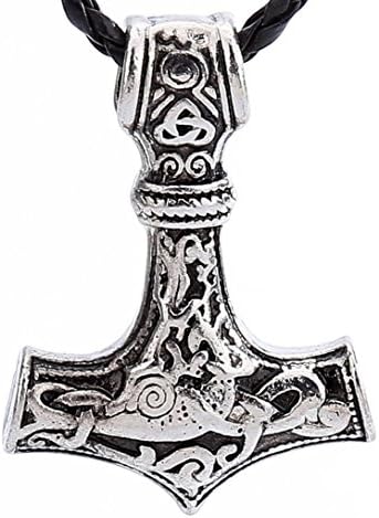 Men Necklace,kaifongfu Hammer Of Thor Mjolnir Pendant Necklace Nordic Scandinavian Viking Hammer Pendant (Silver)