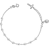 LeCalla 925 Sterling Silver Mother Mary Collection | Lightweight Religious Bracelet Jewelry Rosary Mother Mary Cross Bracelet's for Women