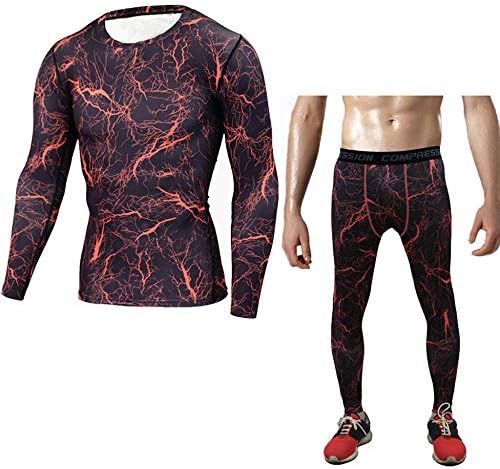 Honhui Men's Bodybuilding T-Shirt Long Sleeved Quick-Drying Fitness Mesh Breathable Jogging Sportwear Sweat Suit