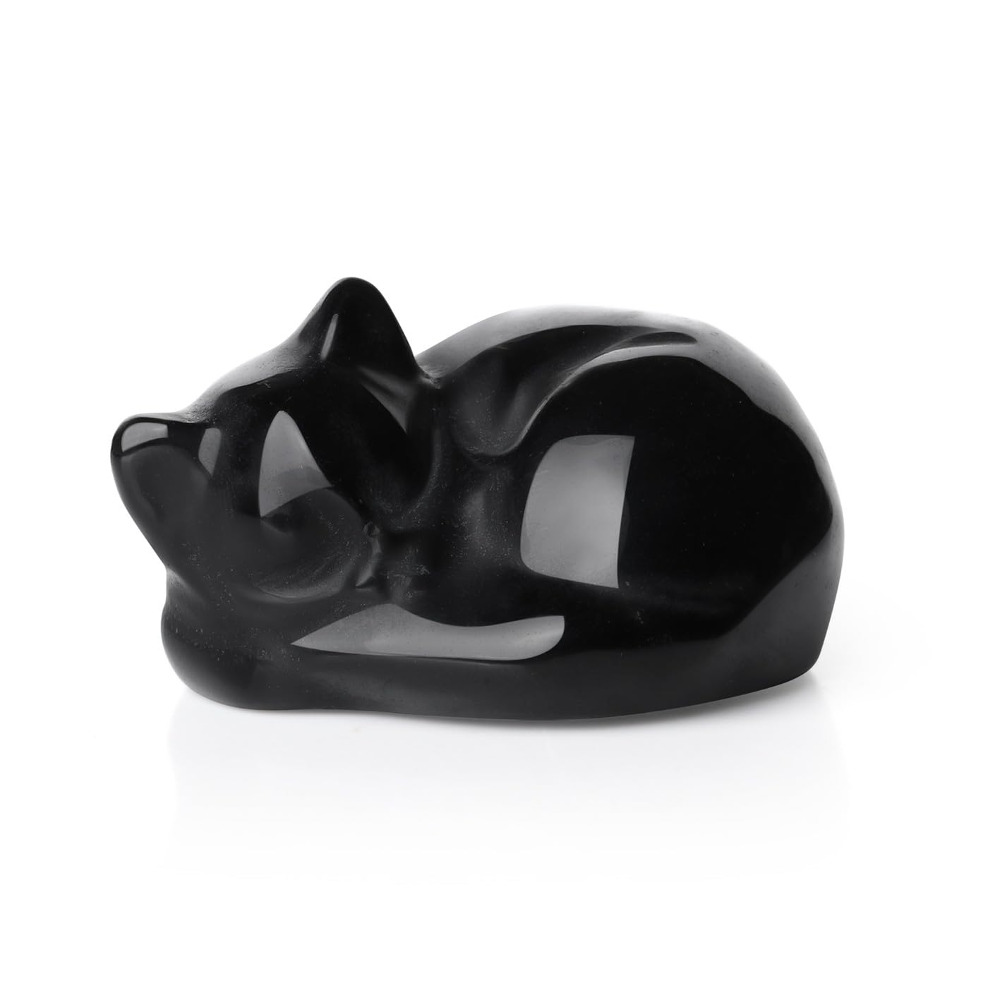 GUJOXILA Black Obsidian Healing Cryatal Black Cat Ornaments Witchy Gifts for women Cat Lover Cats Figurine Statue for Office Desk Home Decor Small Lucky 1.5"