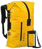 Earth Pak Waterproof Backpack: 35L / 55L Heavy Duty Roll-Top Closure with Easy Access Front-Zippered Pocket and Cushioned Padded Back Panel for Comfort; IPX8 Waterproof Phone Case Included