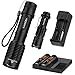 KANGORA LED Flashlight Kit - 5 Modes - Water-Resistant Handheld Flashlights with Rechargeable 18650 Battery Charger for Camping, Hiking, Cycling, and Emergency Search Missions