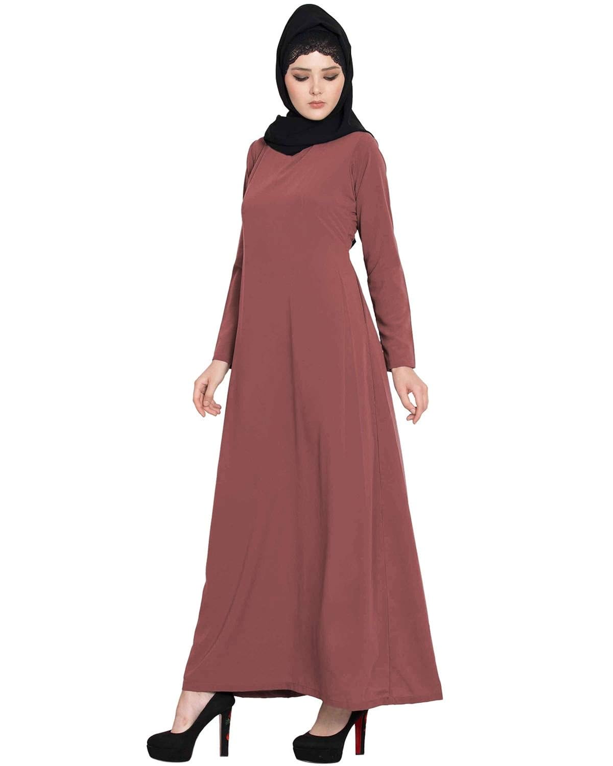 Buy Mushkiya Classy & Sober Rust Dull A-line Abaya Dress Made In ...