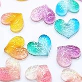 40 PCS Peach Heart Resin Charm Accessories Gradient Glitter Peach Heart Resin Ornaments for Jewelry Making Card Making Decorative Hair Accessories DIY Materials (4 Colors)