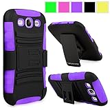 Cellularvilla For Samsung Galaxy Grand GT-I9080 GT-I9082 Duos Purple Black Prime Series Hard Soft Dual Layer Holster Case KickStand with Locking Belt Swivel Clip Cover Protector (Purple Black)