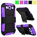 Cellularvilla For Samsung Galaxy Grand GT-I9080 GT-I9082 Duos Purple Black Hard Soft Dual Layer Holster Case KickStand with Locking Belt Swivel Clip Cover Protector (Purple Black)
