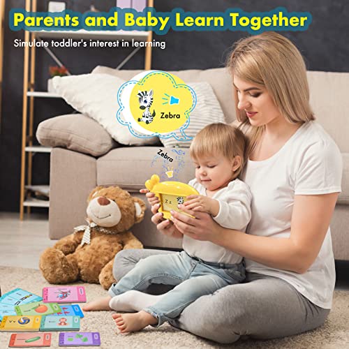 Flash Cards for Toddlers Age 2-6 Years, Smrthume Preschool Learning Toys with 120 Words Audible Flash Cards, Kids Listen and Learn Literacy Fun Early Learning Educational Toys Gift(Giraffe Yellow)