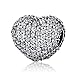 BAMOER 925 Sterling Silver Various Dazzling CZ Bead Charm For Women Snake Bracelet Charm (Heart)