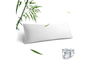 PARKDENY Body Pillowcase, Cooling Viscose from Bamboo Pillow Cover with Zipper Closure, Soft Moisture-Wicking for Hot Sleepers, Hair and Skin-Friendly, White, 1 Pack