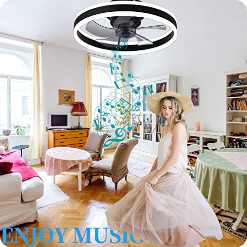 DewShrimp Flush Mount Ceiling Fan with Lights Bladeless Ceiling Fan