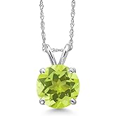 Gem Stone King 14K White Gold Yellow Lemon Quartz Pendant Necklace for Women | 1.85 Cttw | Gemstone Birthstone | Round 8MM | With 18 Inch Chain