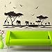 DNVEN Border African Elephants Mural Vinyl Wall Decals Safari Africa Jungle Animal Elephant Giraffe Wall Decors Forest Animals Wall Decals Scene for Kids Nursery Bedroom 63 inches x 30 inches