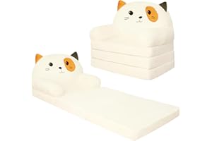 QIUODO Kids Couch Fold Out for Playroom, Velvet 2-in-1 Flip Open Couch for Toddlers 1-3, Comfy Toddler Chair for Reading and Napping, Foldable Kids Sofa Bed for Boys and Girls