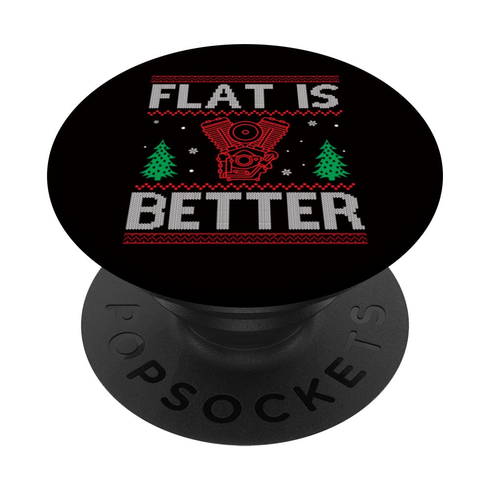 Engine Car Tuning Ugly Christmas - Flat Is Better PopSockets Swappable PopGrip