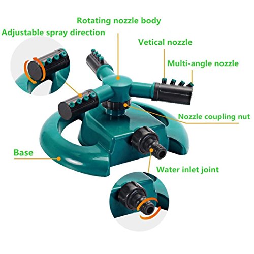 Ecosin Rotation 360° Lawn Sprinkler Garden Sprinkler Head Automatic Water Sprinklers