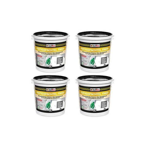 Isolbau Fertigspachtel Finish Q1-Q4 - Gebrauchsfertige Polymer-Gips Fertig-Spachtelmasse für innen - 3 x 20 kg Eimer…