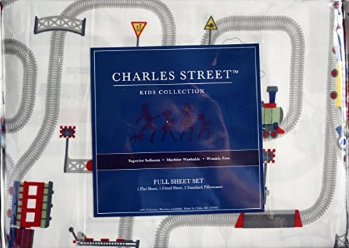 Charles Street Train on Tracks Full Size Sheet Set
