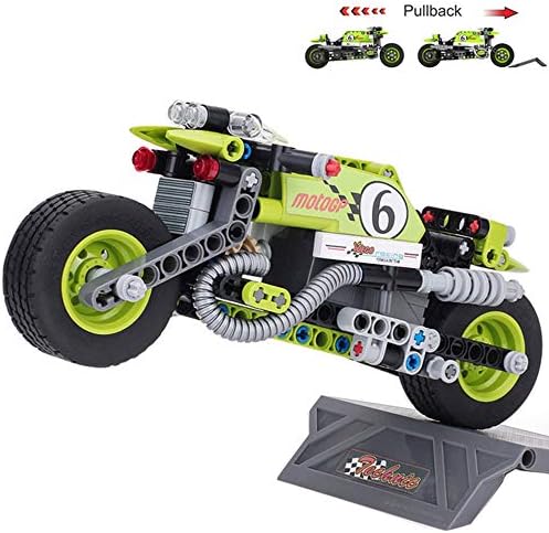 KILOTOY Pullback Motorcycle Racer Model Motor Power Building Blocks Assembly Puzzles Bricks Educational Stacking Toys Great Gift Kids.