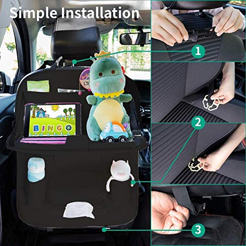 Car Backseat Organizer with Foldable Table Holder, PU Leather Backseat