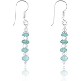 ARTISANJEWELS Natural Gemstone Earrings, Handmade Bohemian Jewelry, Silver Plated Earring, Chakra Healing Crystals, Elegant Stone Dangle Earrings, Christmas Gift for Women