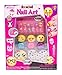 Hot Focus Scented Nail Art Kit- Emoji Girls Nail Kit Includes 12 Press on Nails, 3 Nail Polishes, 31 Nail Stickers and a Nail File – Non-Toxic Water Based Peel Off Nail Polish
