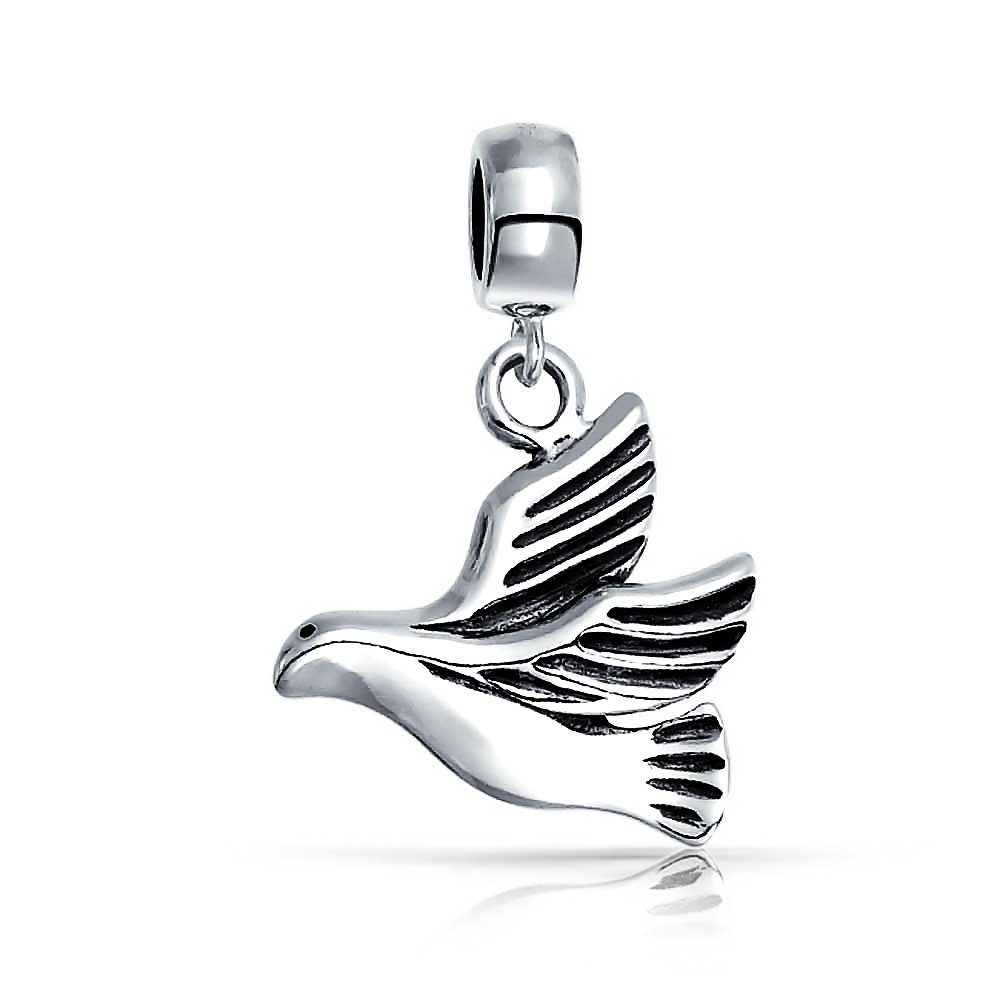 World Peace Dove Love Bird Dangle Charm Bead For Women Teen .925 Sterling Silver Fits European Bracelet