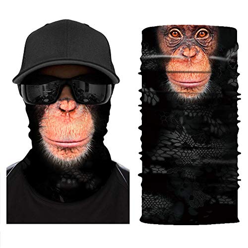[NEW STYLE]3D Animal Neck Gaiter Warmer Windproof Face Mask Scarf, Microfiber Multifunctional Headwear for Motorcycle Riding (Ape) - Thumbnail 6