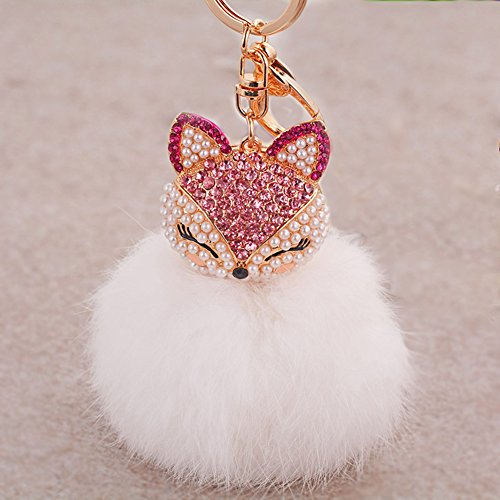 image for Anple Boseen Genuine Rabbit Fur Ball Pom Pom Keychain with A fashion A